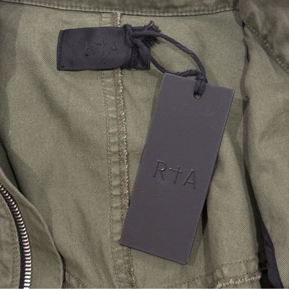 RTA Halima Jumpsuit Utility Zip Front Long Sleeve Tomboy Green Small New Cargo - Picture 10 of 13